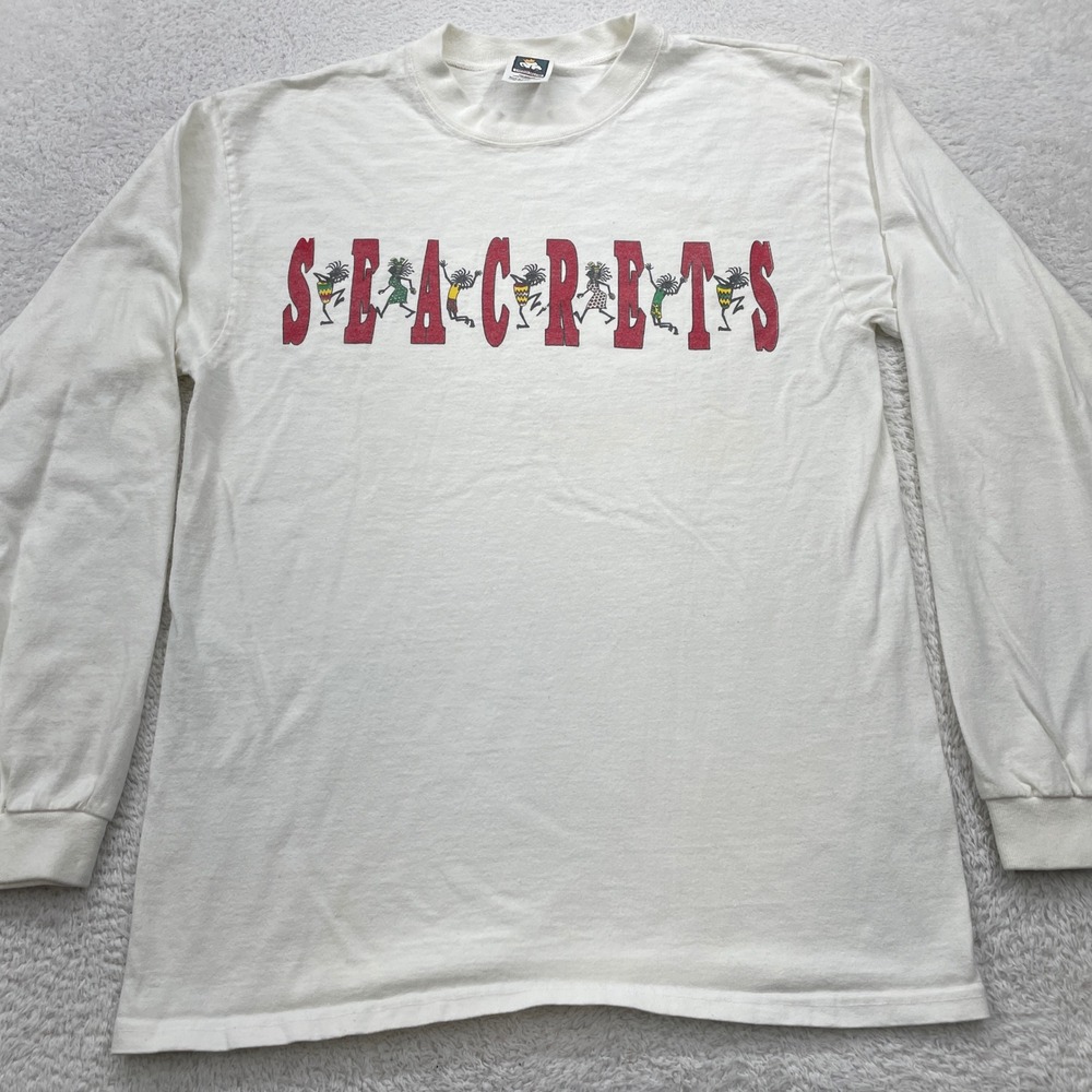 Vintage‎ Sea Crests Long Sleeve T-Shirt Cotton Deluxe White Mens Medium